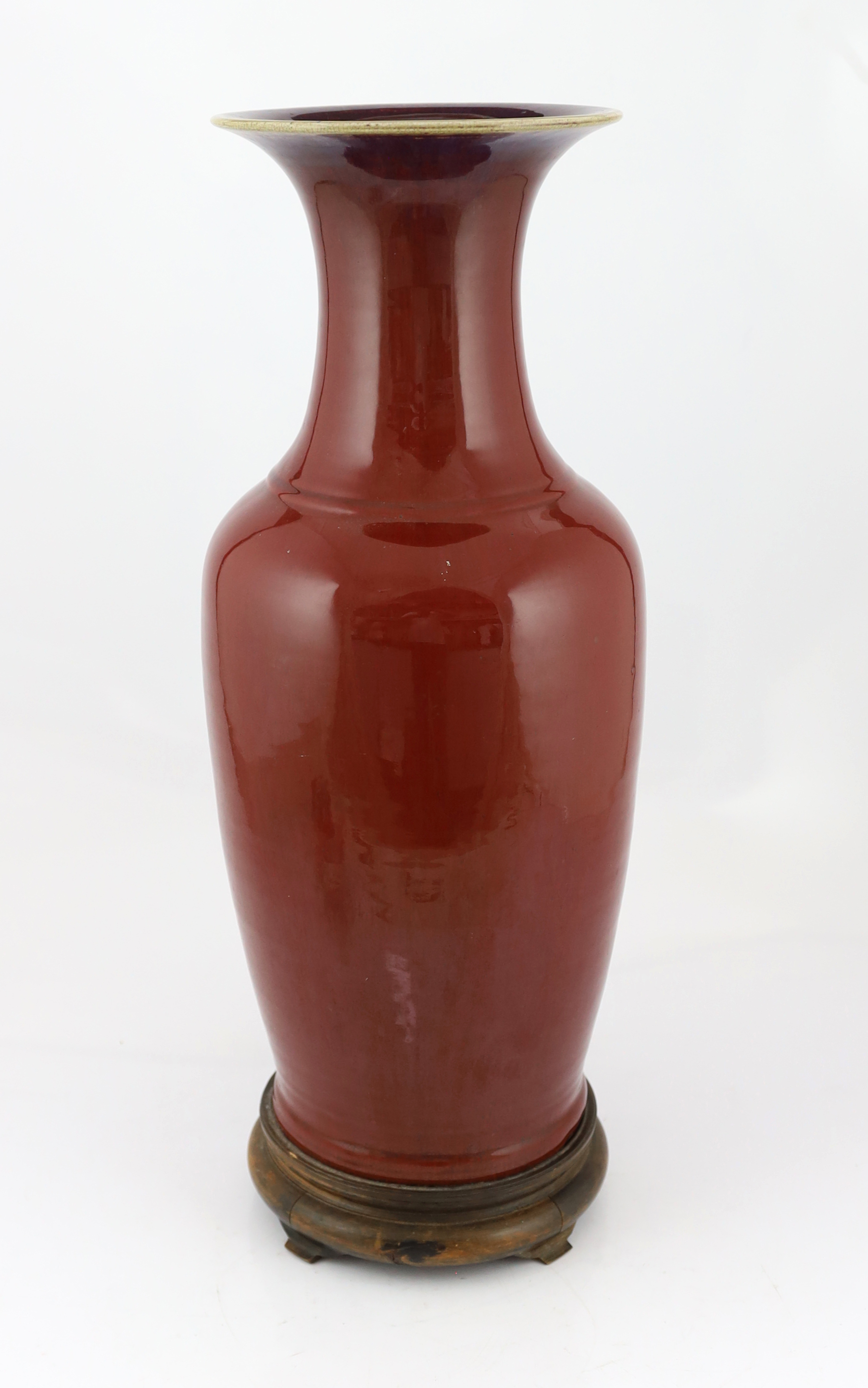 A large Chinese sang de boeuf glazed vase, early 20th century, small chip losses around the edge of the foot